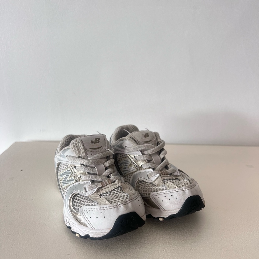 New Balance Kids' White and Gray Athletic Sneakers Toddler 8